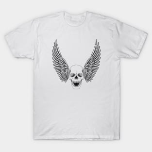 Skull with Wings line art T-Shirt